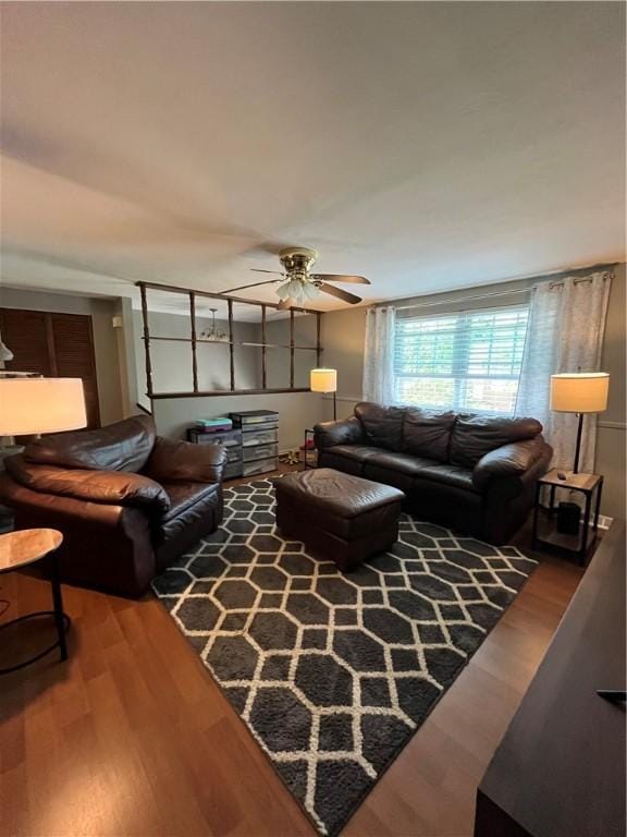 225 Jefferson Ave, Masontown, PA 15461 - living area featuring a ceiling fan and wood finished floors