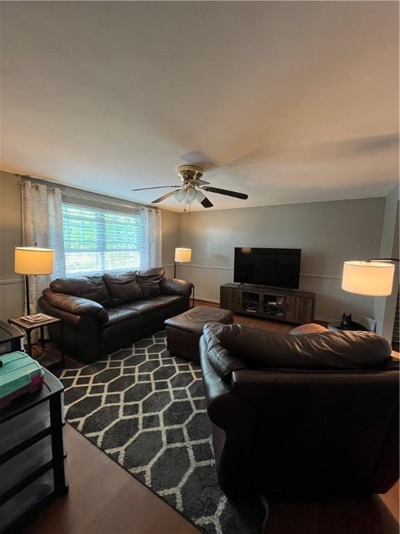 225 Jefferson Ave, Masontown, PA 15461 - living area with wood finished floors and a ceiling fan