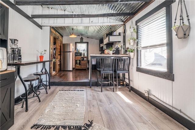 337 Whitestown Rd, Twp Of But Nw, PA 16001 - dining space with hardwood / wood-style flooring and beamed ceiling