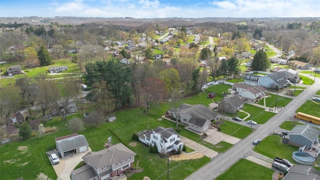 birds eye view of property with a residential view