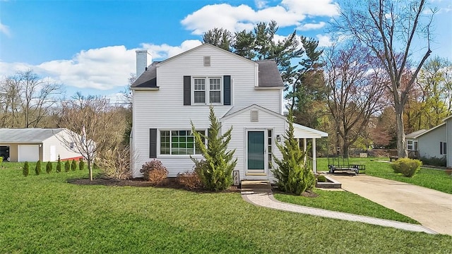 464 Crescent Blvd, Moon/Crescent Twp, PA 15046 - traditional-style house featuring a chimney and a front lawn