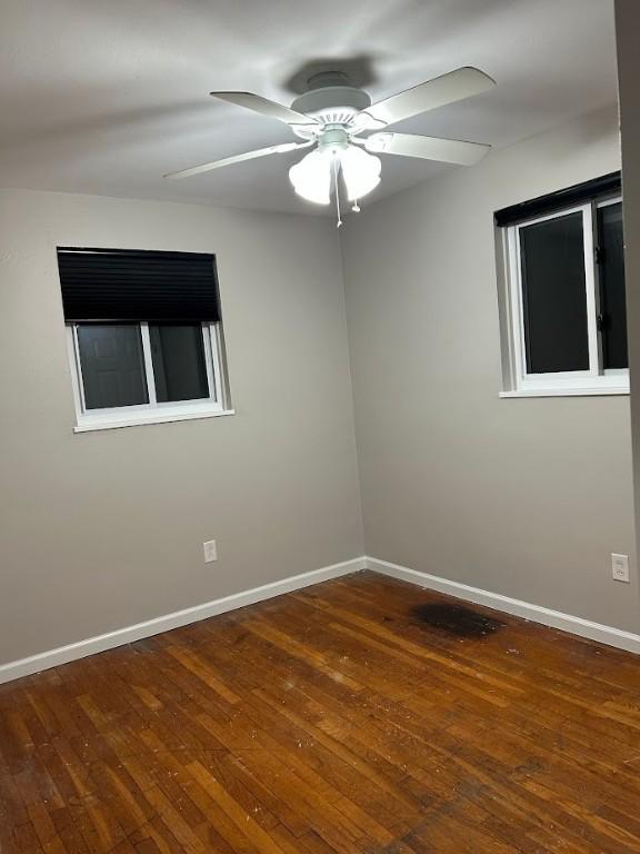 416 Millers Ln, Plum Boro, PA 15239 - spare room with baseboards, hardwood / wood-style floors, and a ceiling fan