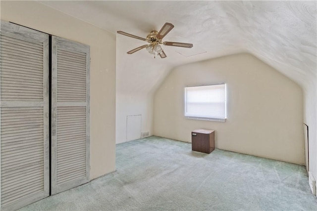 546 9th St, Pitcairn, PA 15140 - bonus room featuring visible vents, carpet, a ceiling fan, and lofted ceiling