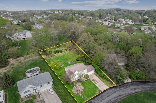 bird's eye view with a residential view