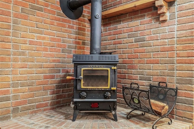 details featuring a wood stove