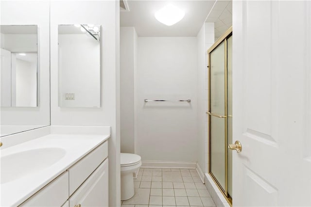220 N Bellefield Ave Unit 903, Oakland, PA 15213 - full bathroom featuring a stall shower, baseboards, toilet, tile patterned floors, and vanity