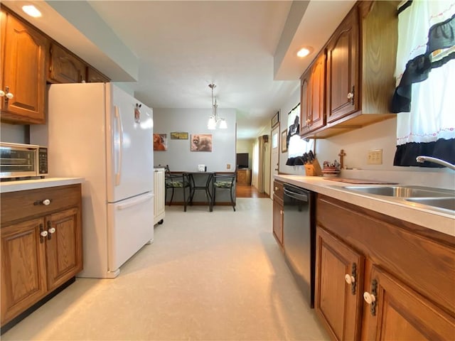240 Hamburg Rd, Hempfield Twp Mer, PA 16125 - kitchen with brown cabinets, light countertops, and dishwasher