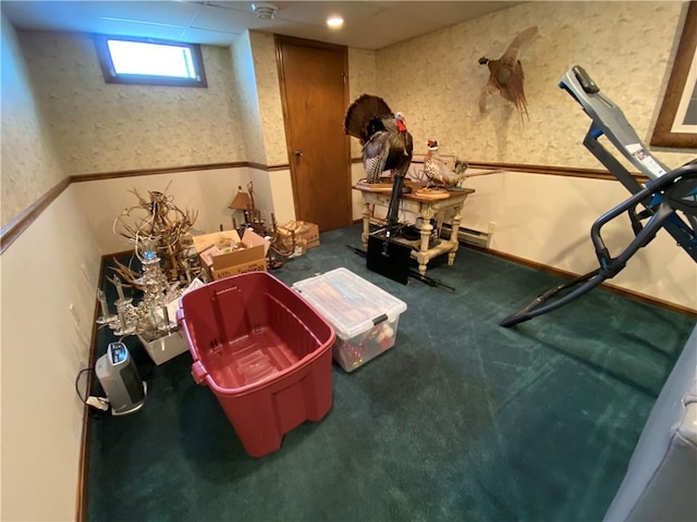 240 Hamburg Rd, Hempfield Twp Mer, PA 16125 - exercise area featuring wallpapered walls and carpet