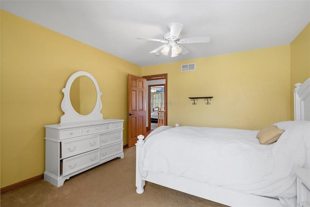 302 Castanea Dr, Cranberry Twp, PA 16066 - carpeted bedroom with baseboards, a ceiling fan, and visible vents