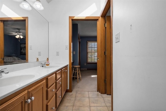 302 Castanea Dr, Cranberry Twp, PA 16066 - ensuite bathroom with a sink, tile patterned flooring, double vanity, and ceiling fan