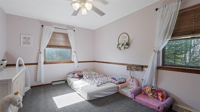 114 Silent Meadow Dr, Washington Twp Wml, PA 15632 - bedroom featuring carpet floors, a ceiling fan, and visible vents