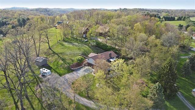 114 Silent Meadow Dr, Washington Twp Wml, PA 15632 - aerial view featuring a forest view
