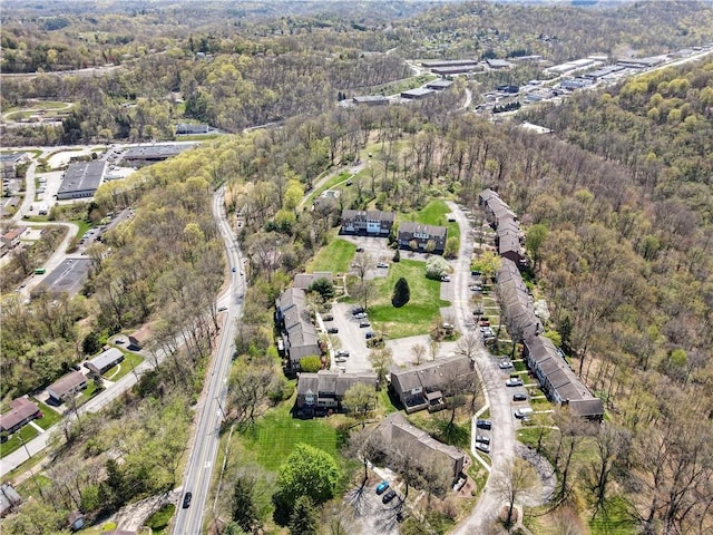 aerial view with a wooded view