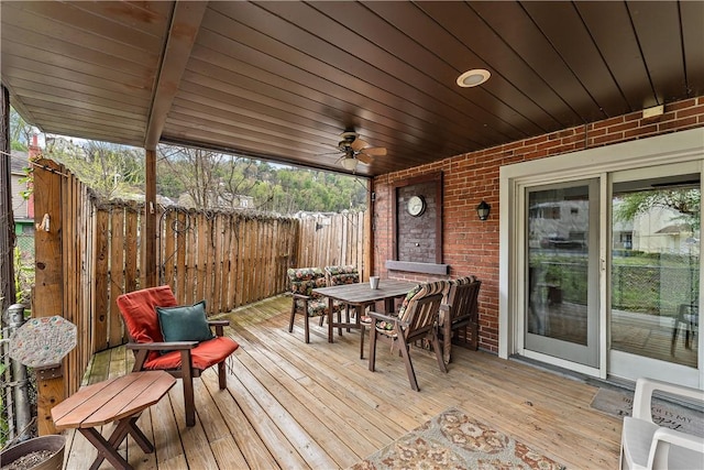 115 Grant Ave, Millvale, PA 15209 - deck with fence, outdoor dining space, and a ceiling fan