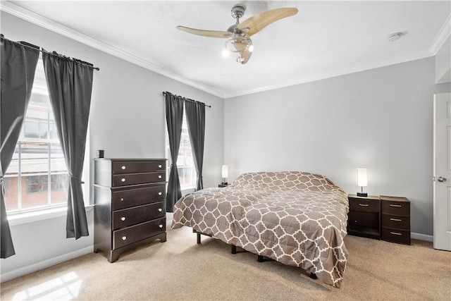 2113 Wharton St, South Side, PA 15203 - bedroom featuring crown molding, ceiling fan, light colored carpet, and baseboards