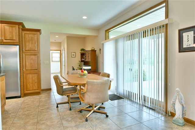 3461 Silver Ridge Ct, Hermitage, PA 16148 - dining space featuring light tile patterned floors, recessed lighting, and baseboards