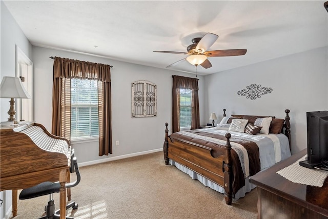 112 Aprilmae Way, Ross Twp, PA 15237 - bedroom featuring a ceiling fan, baseboards, multiple windows, and light carpet