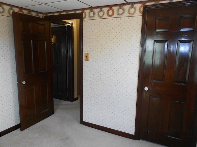 552 Crestline Dr, Baldwin Twp, PA 15234 - interior space with wallpapered walls, light carpet, and baseboards