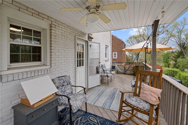 deck featuring ceiling fan