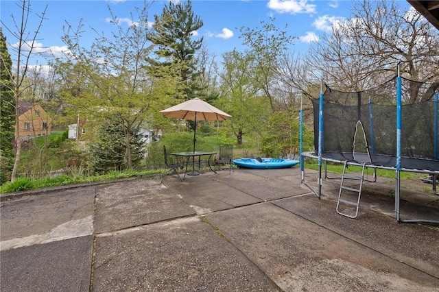 view of patio featuring a trampoline