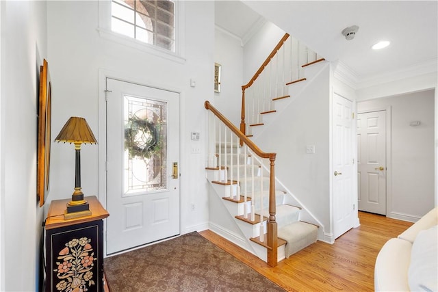 205 Prestonwood Ln, Peters Twp, PA 15317 - entrance foyer with crown molding, baseboards, a wealth of natural light, and stairway