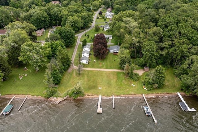 875 Hillside Rd, Jamestown Cra, PA 16134 - drone / aerial view featuring a water view and a forest view