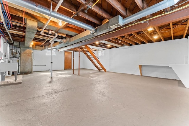 basement with water heater