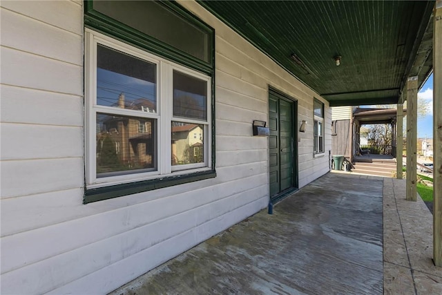 view of patio featuring a porch