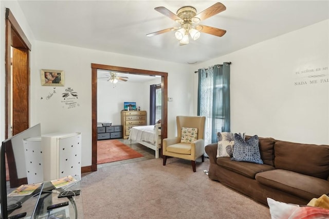 715-717 Hiland Ave, Coraopolis, PA 15108 - living area featuring a ceiling fan and light carpet