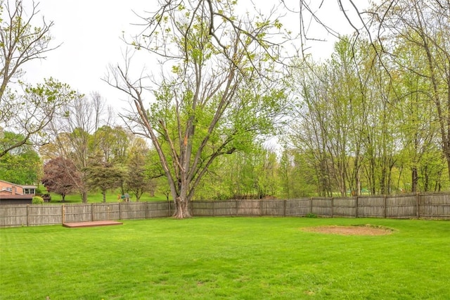 view of yard featuring a fenced backyard