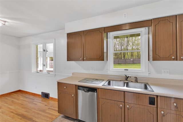 kitchen with visible vents, a sink, plenty of natural light, and dishwasher