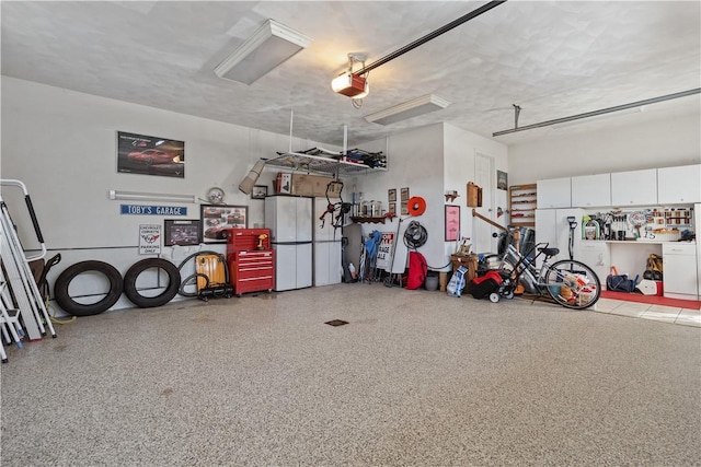 garage with a garage door opener