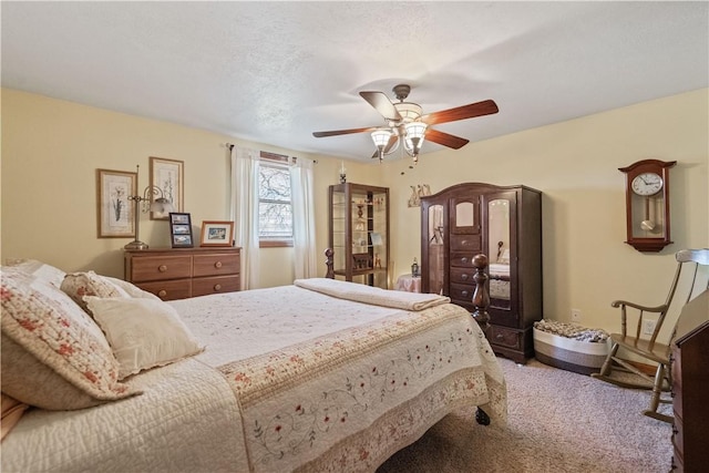 bedroom featuring carpet floors and a ceiling fan