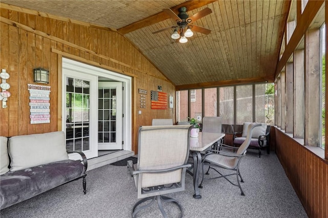 116 Thornberry Dr, Churchill Boro, PA 15235 - sunroom with a ceiling fan, lofted ceiling, and outdoor dining space
