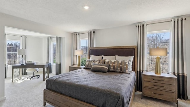 410 Barons Ct, Peters Twp, PA 15367 - bedroom with multiple windows, carpet, a textured ceiling, and an office area