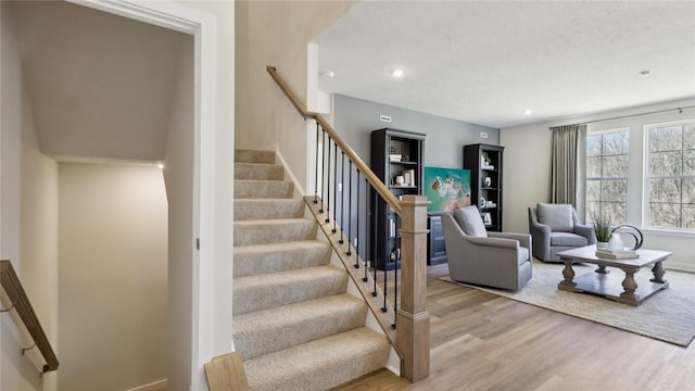 410 Barons Ct, Peters Twp, PA 15367 - stairs with wood finished floors, recessed lighting, and baseboards