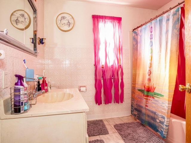 bathroom with vanity and tile patterned floors