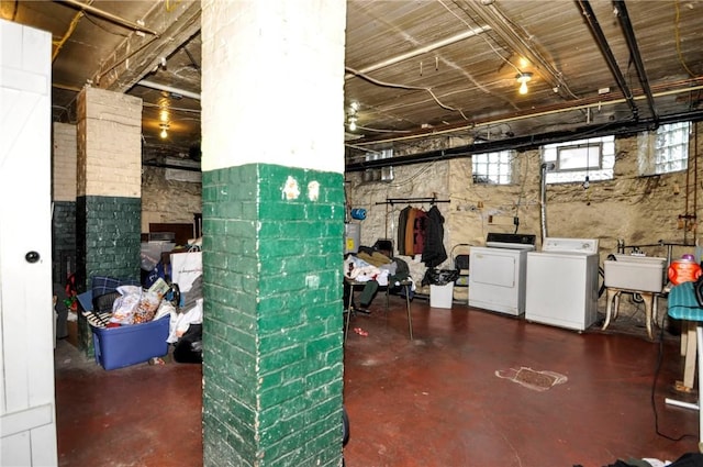 918 California Ave, Avalon, PA 15202 - below grade area featuring a sink and independent washer and dryer