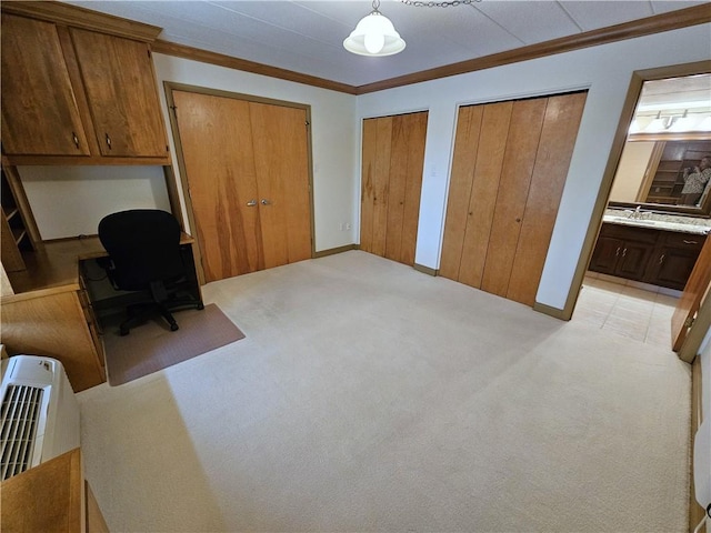 820 E Beau St Unit 2J, South Strabane, PA 15301 - office with baseboards, light colored carpet, and ornamental molding