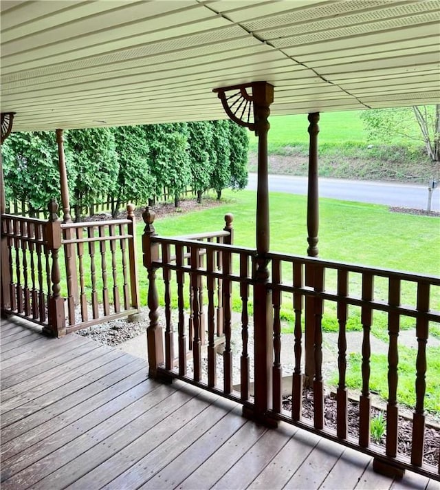 deck with a lawn