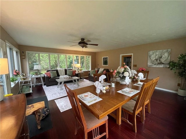 171 Mohawk Trl, Slippery Rock Twp But, PA 16057 - dining area featuring baseboards, a ceiling fan, and wood finished floors