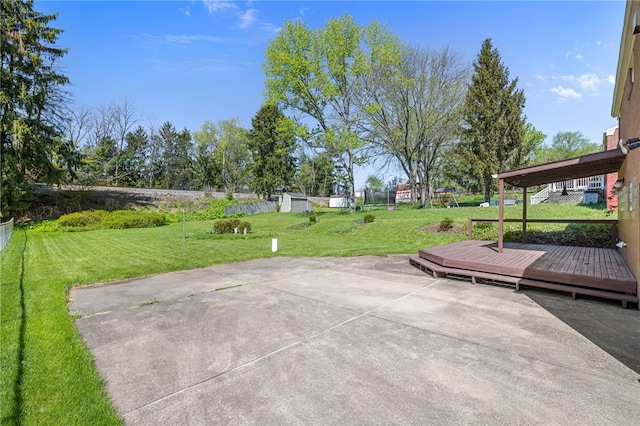 view of patio featuring a wooden deck