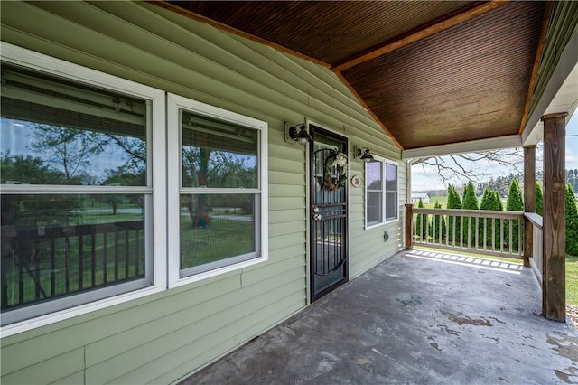 view of patio featuring a porch
