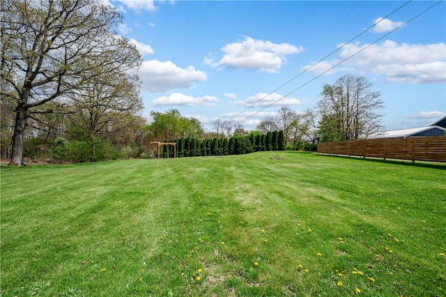 view of yard featuring fence
