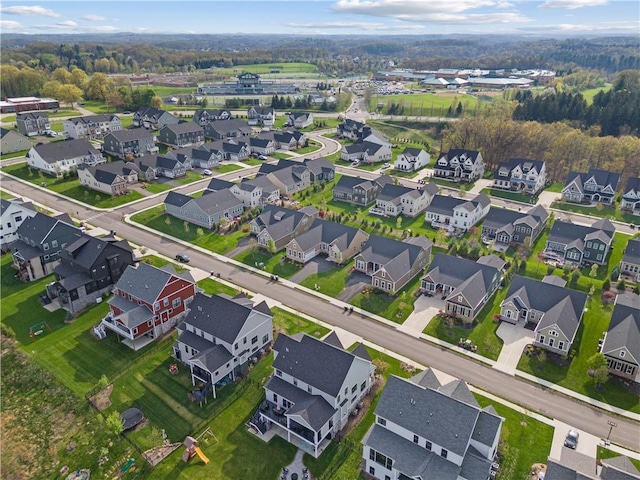 drone / aerial view with a residential view