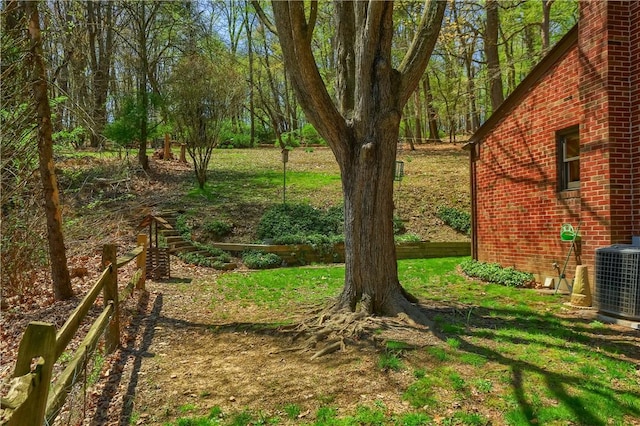 view of yard featuring cooling unit