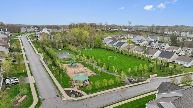 birds eye view of property with a residential view