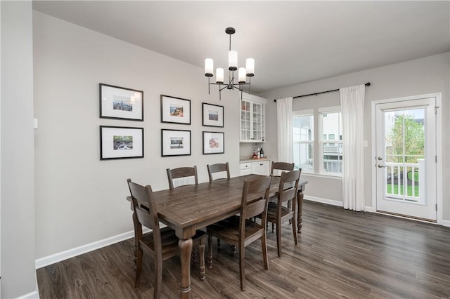 816 Theda Dori St, Cranberry Twp, PA 16066 - dining area featuring a chandelier, dark wood finished floors, and baseboards