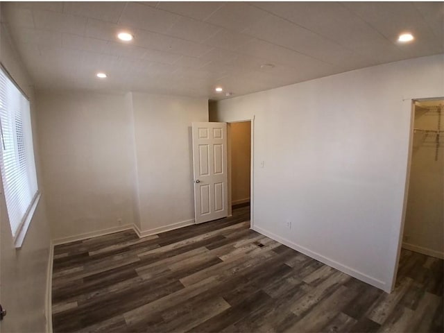 2318 Salisbury St, South Side, PA 15210 - spare room with recessed lighting, baseboards, and dark wood-style flooring