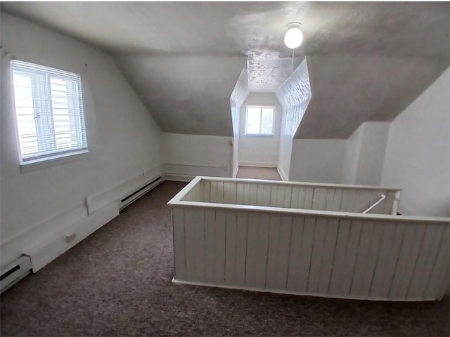 2318 Salisbury St, South Side, PA 15210 - bonus room featuring carpet floors, lofted ceiling, and a baseboard heating unit